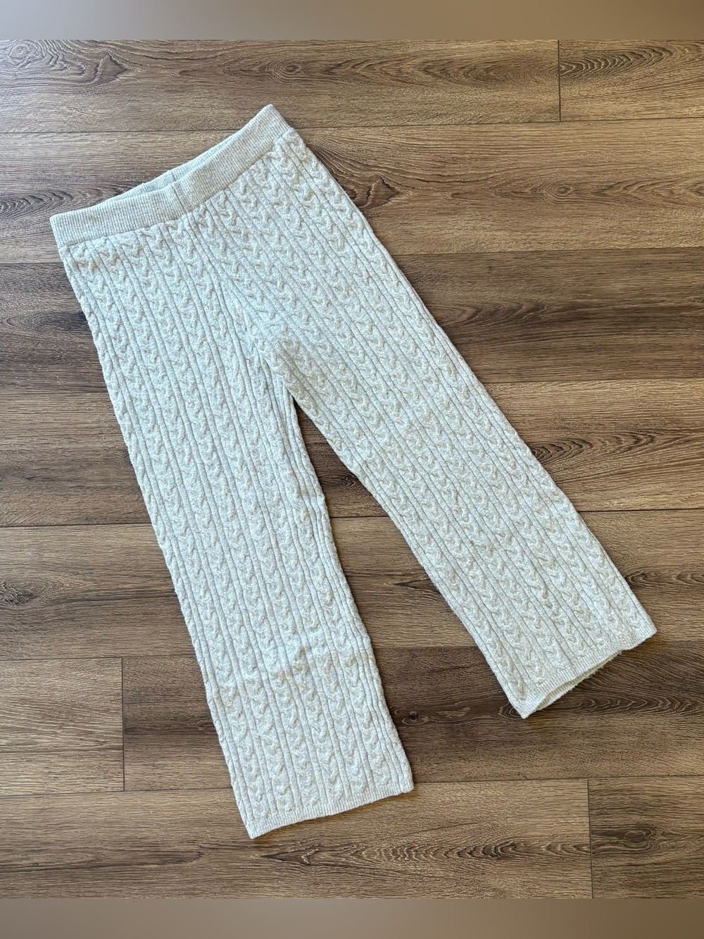 Pink Rose Cream Cable-Knit Lounge Pants Medium